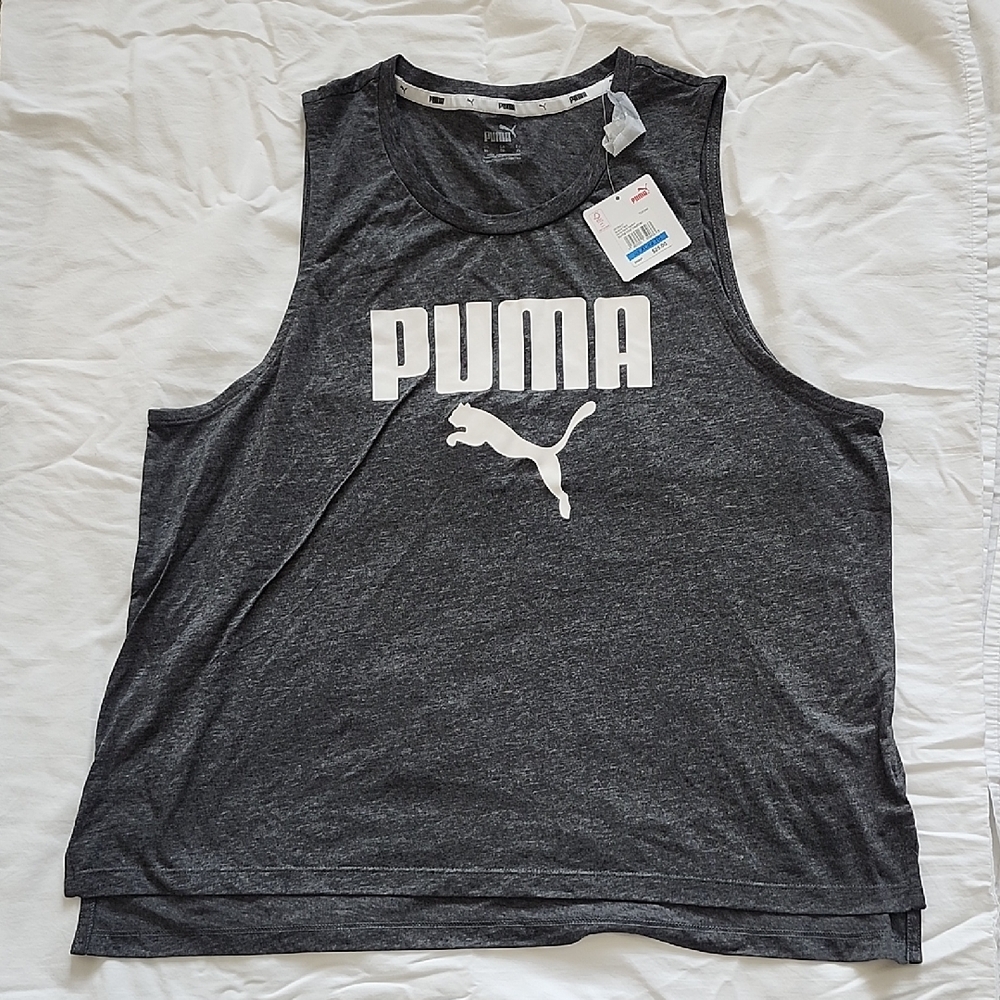 Puma Charcoal Sleeveless Top with Logo